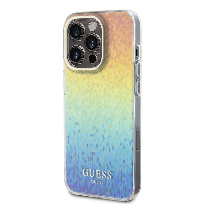 Apple iPhone 15 Pro Kılıf Guess Orjinal Lisanslı Yazı Logolu Mirror Disco Kapak - 10