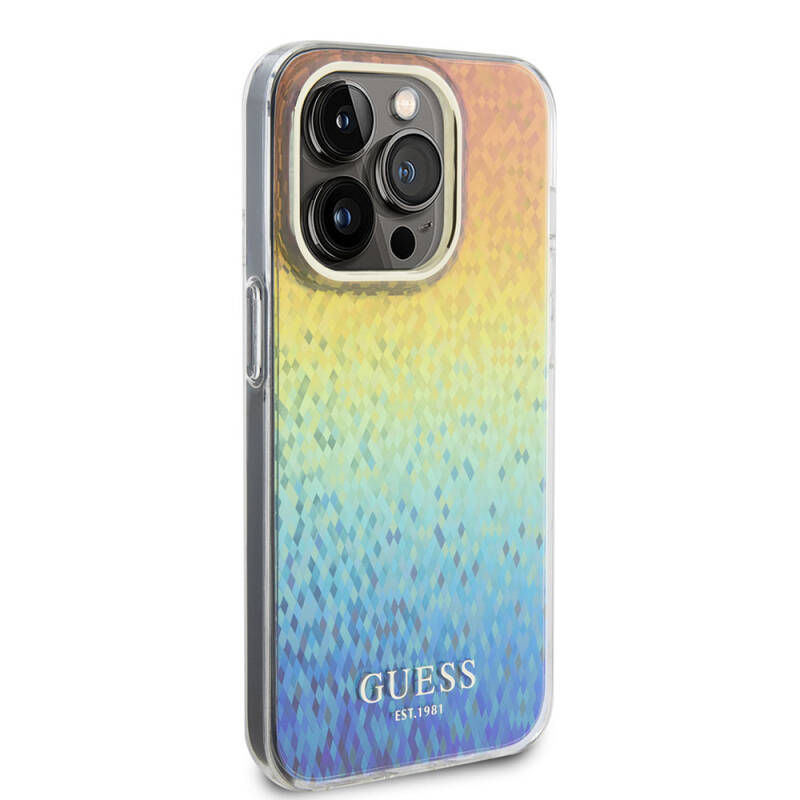 Apple iPhone 15 Pro Kılıf Guess Orjinal Lisanslı Yazı Logolu Mirror Disco Kapak - 16