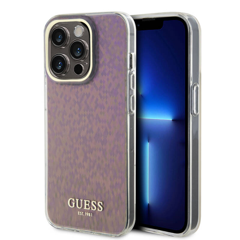 Apple iPhone 15 Pro Kılıf Guess Orjinal Lisanslı Yazı Logolu Mirror Disco Kapak - 24