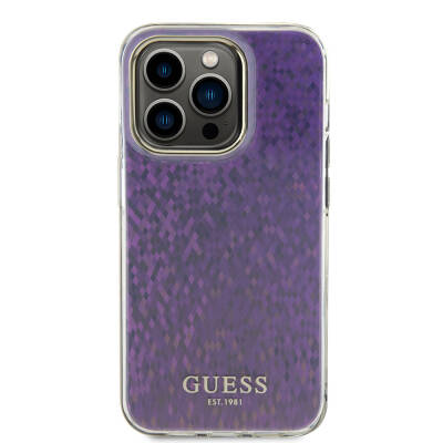 Apple iPhone 15 Pro Kılıf Guess Orjinal Lisanslı Yazı Logolu Mirror Disco Kapak - 26