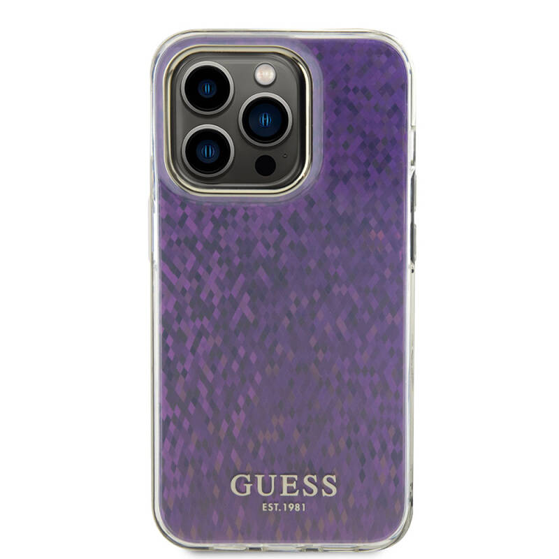 Apple iPhone 15 Pro Kılıf Guess Orjinal Lisanslı Yazı Logolu Mirror Disco Kapak - 26