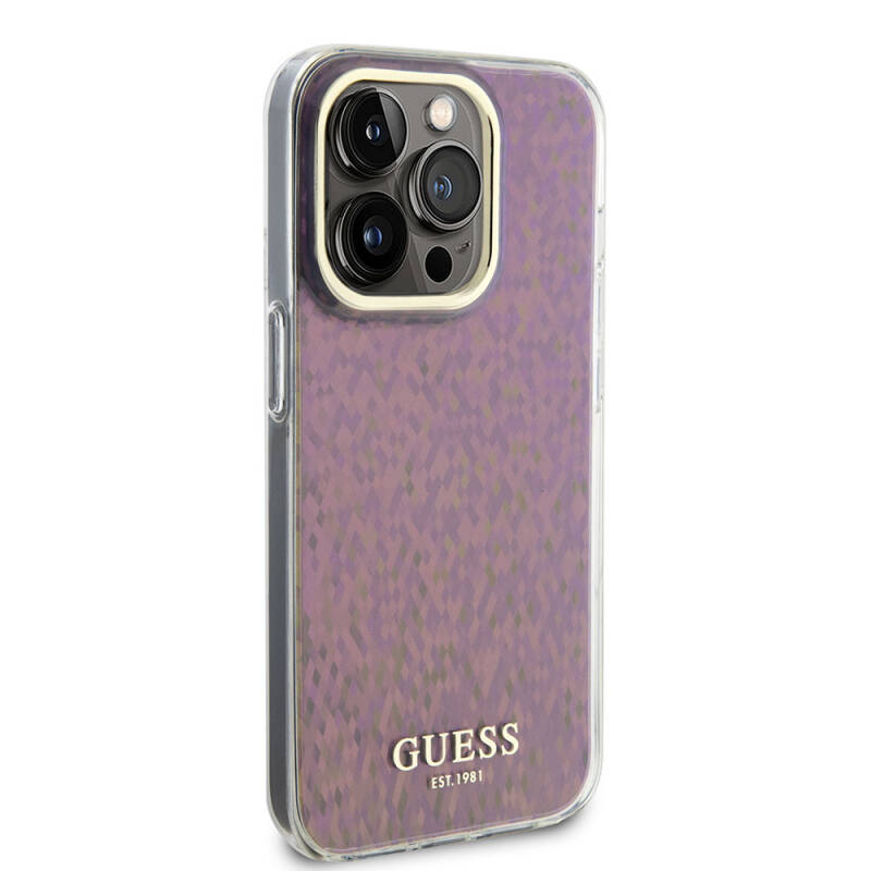 Apple iPhone 15 Pro Kılıf Guess Orjinal Lisanslı Yazı Logolu Mirror Disco Kapak - 31