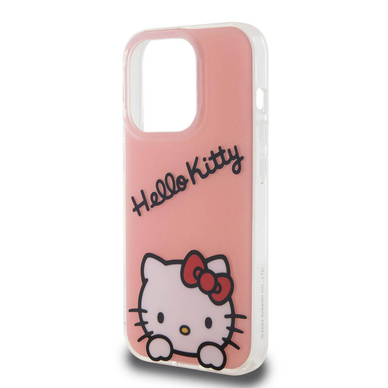 Apple iPhone 15 Pro Kılıf Hello Kitty Orjinal Lisanslı Askılı Yazı ve İkonik Logolu Daydreaming Kapak - 7