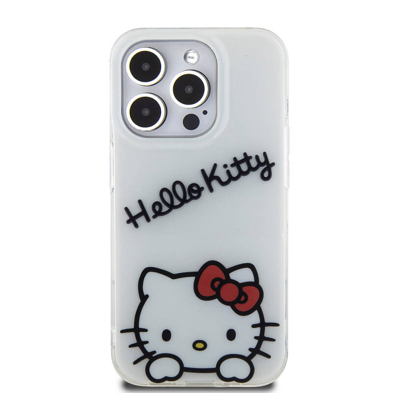 Apple iPhone 15 Pro Kılıf Hello Kitty Orjinal Lisanslı Askılı Yazı ve İkonik Logolu Daydreaming Kapak - 12