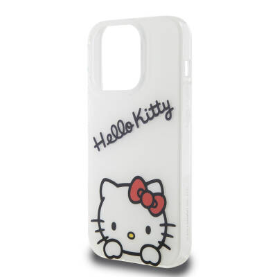 Apple iPhone 15 Pro Kılıf Hello Kitty Orjinal Lisanslı Askılı Yazı ve İkonik Logolu Daydreaming Kapak - 15