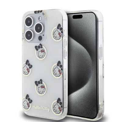 Apple iPhone 15 Pro Kılıf Hello Kitty Orjinal Lisanslı Elektroplating Kaplama Kabarcık Baskılı Kapak - 1