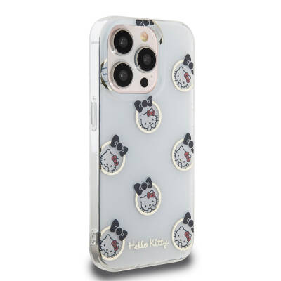 Apple iPhone 15 Pro Kılıf Hello Kitty Orjinal Lisanslı Elektroplating Kaplama Kabarcık Baskılı Kapak - 4