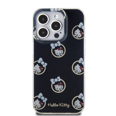 Apple iPhone 15 Pro Kılıf Hello Kitty Orjinal Lisanslı Elektroplating Kaplama Kabarcık Baskılı Kapak - 12