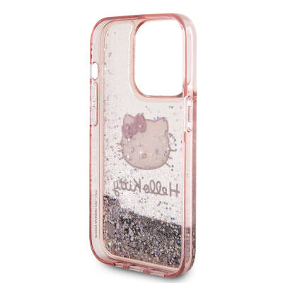 Apple iPhone 15 Pro Kılıf Hello Kitty Orjinal Lisanslı İkonik Sıvılı Glitter Kapak - 8