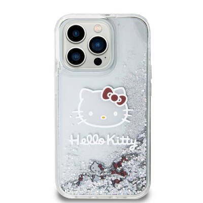 Apple iPhone 15 Pro Kılıf Hello Kitty Orjinal Lisanslı İkonik Sıvılı Glitter Kapak - 12