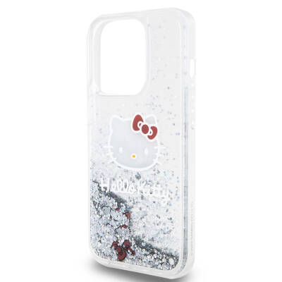 Apple iPhone 15 Pro Kılıf Hello Kitty Orjinal Lisanslı İkonik Sıvılı Glitter Kapak - 15