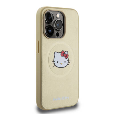 Apple iPhone 15 Pro Kılıf Hello Kitty Orjinal Lisanslı Magsafe Şarj Özellikli Kitty Head Deri Kapak - 4