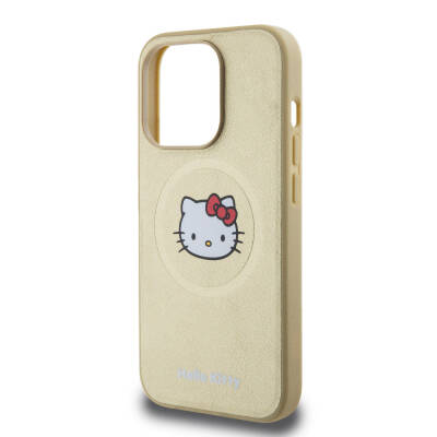 Apple iPhone 15 Pro Kılıf Hello Kitty Orjinal Lisanslı Magsafe Şarj Özellikli Kitty Head Deri Kapak - 5