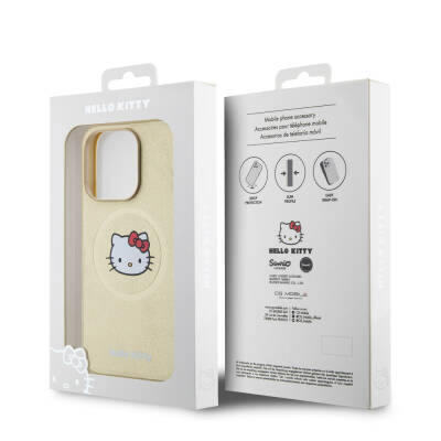 Apple iPhone 15 Pro Kılıf Hello Kitty Orjinal Lisanslı Magsafe Şarj Özellikli Kitty Head Deri Kapak - 7