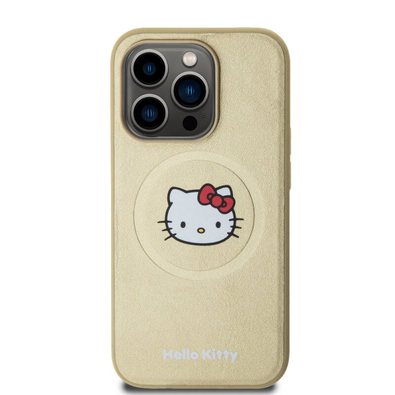 Apple iPhone 15 Pro Kılıf Hello Kitty Orjinal Lisanslı Magsafe Şarj Özellikli Kitty Head Deri Kapak - 8