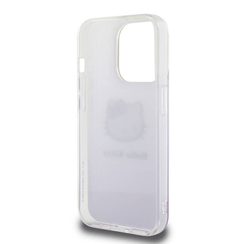 Apple iPhone 15 Pro Kılıf Hello Kitty Orjinal Lisanslı Yazı ve İkonik Logolu Elektroplating Kaplama Gradyan Kapak - 15