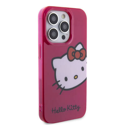 Apple iPhone 15 Pro Kılıf Hello Kitty Orjinal Lisanslı Yazı ve İkonik Logolu Kitty Head Kapak - 5