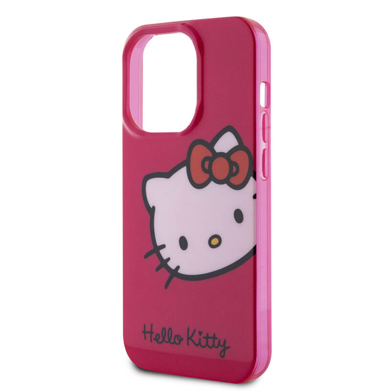 Apple iPhone 15 Pro Kılıf Hello Kitty Orjinal Lisanslı Yazı ve İkonik Logolu Kitty Head Kapak - 7