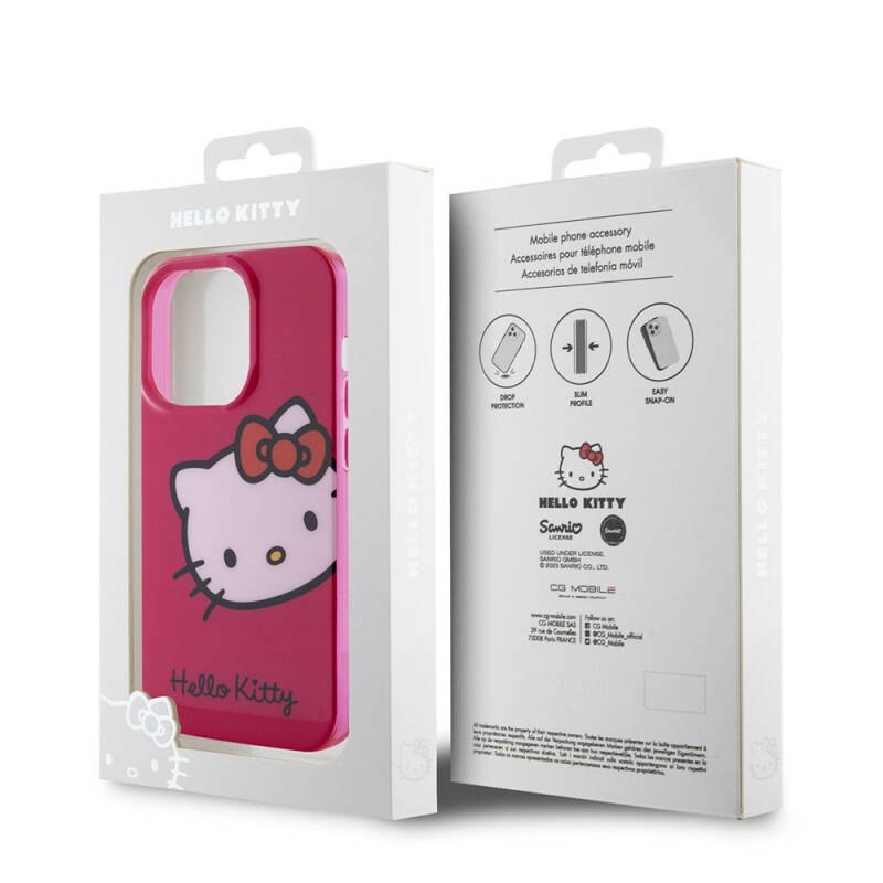 Apple iPhone 15 Pro Kılıf Hello Kitty Orjinal Lisanslı Yazı ve İkonik Logolu Kitty Head Kapak - 9