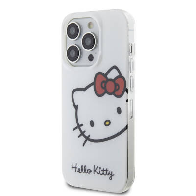 Apple iPhone 15 Pro Kılıf Hello Kitty Orjinal Lisanslı Yazı ve İkonik Logolu Kitty Head Kapak - 11