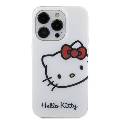 Apple iPhone 15 Pro Kılıf Hello Kitty Orjinal Lisanslı Yazı ve İkonik Logolu Kitty Head Kapak - 12