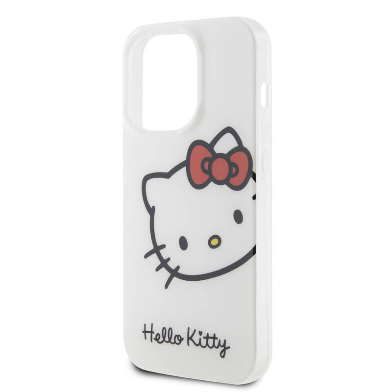 Apple iPhone 15 Pro Kılıf Hello Kitty Orjinal Lisanslı Yazı ve İkonik Logolu Kitty Head Kapak - 15