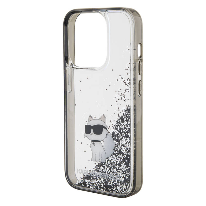 Apple iPhone 15 Pro Kılıf Karl Lagerfeld Choupette Sıvılı Glitter Orjinal Lisanslı Kapak - 5