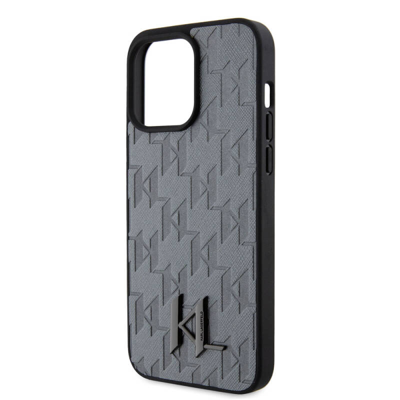 Apple iPhone 15 Pro Kılıf Karl Lagerfeld Hot Stamp K&L Metal Logo Orjinal Lisanslı Kapak - 12