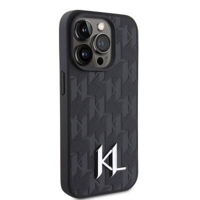 Apple iPhone 15 Pro Kılıf Karl Lagerfeld Hot Stamp K&L Metal Logo Orjinal Lisanslı Kapak - 16