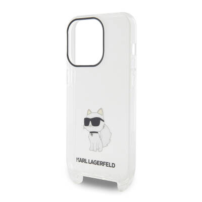 Apple iPhone 15 Pro Kılıf Karl Lagerfeld Orjinal Lisanslı Boyun Askılı Choupette İkonik Crossbody Kapak - 5