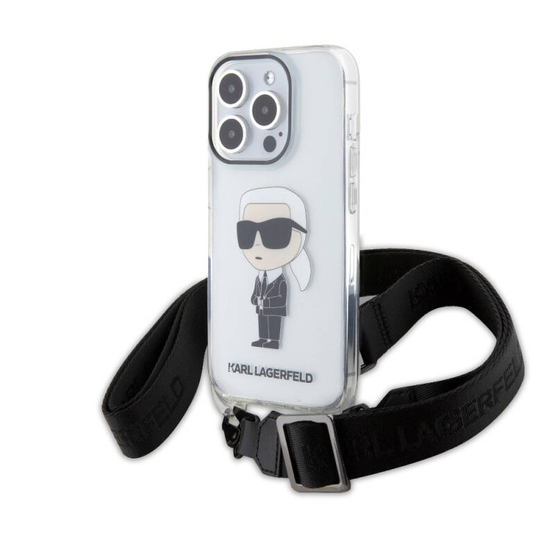 Apple iPhone 15 Pro Kılıf Karl Lagerfeld Orjinal Lisanslı Boyun Askılı Karl İkonik Crossbody Kapak - 1