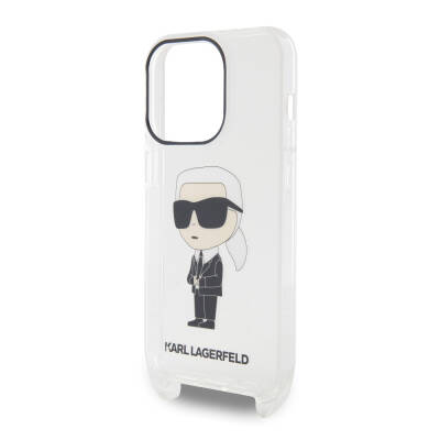 Apple iPhone 15 Pro Kılıf Karl Lagerfeld Orjinal Lisanslı Boyun Askılı Karl İkonik Crossbody Kapak - 5