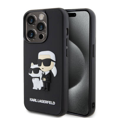 Apple iPhone 15 Pro Kılıf Karl Lagerfeld Silikon 3D K&C Logo Orjinal Lisanslı Kapak - 1