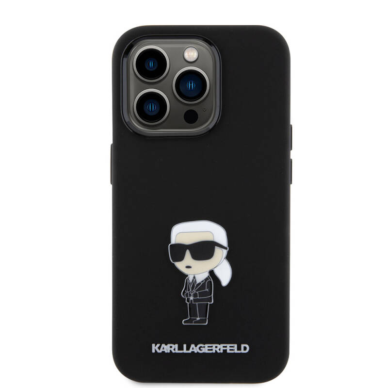 Apple iPhone 15 Pro Kılıf Karl Lagerfeld Silikon İkonik Metal Logo Orjinal Lisanslı Kapak - 3
