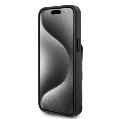 Apple iPhone 15 Pro Kılıf Karl Lagerfeld Standlı Kartlıklı Saffiano Monogram İkonik Metal Logo Orjinal Lisanslı Kapak - 2