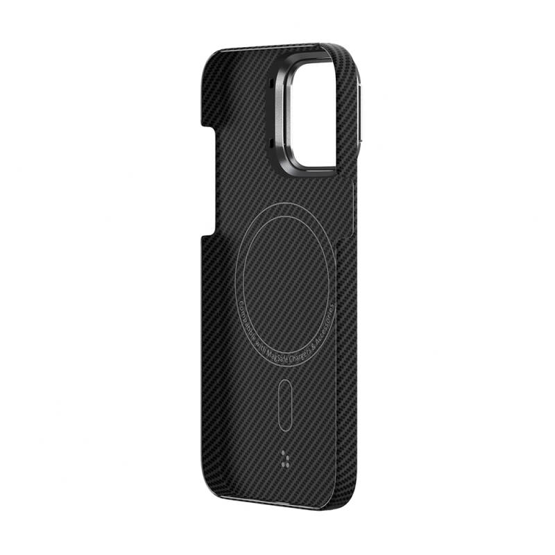 Apple iPhone 15 Pro Kılıf M-safe Şarj Özellikli 600D Zore Krek Karbon Standlı Kapak - 5