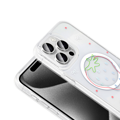Apple iPhone 15 Pro Kılıf M-Safe Şarj Özellikli Şeffaf Zore Folk Sert Kapak - 15