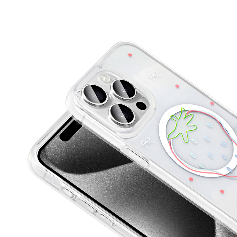 Apple iPhone 15 Pro Kılıf M-Safe Şarj Özellikli Şeffaf Zore Folk Sert Kapak - 15