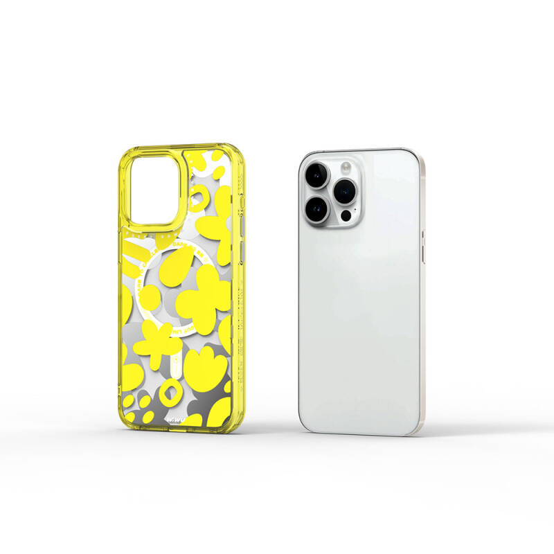 Apple iPhone 15 Pro Kılıf Magsafe Şarj Özellikli Boya Desenli Wiwu Fluorescent G Serisi Kapak - 4