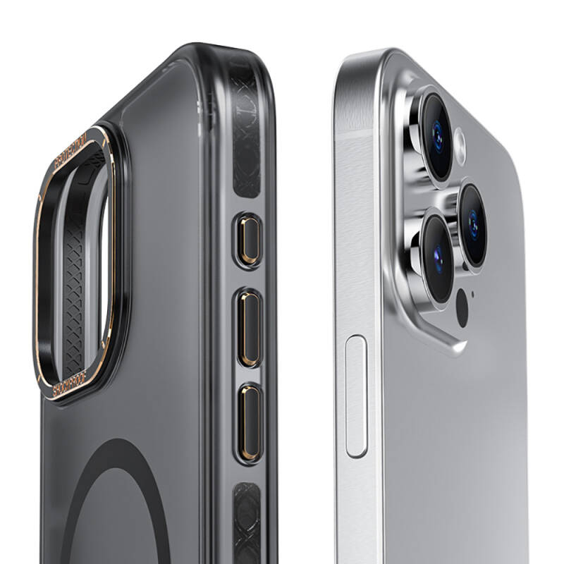 Apple iPhone 15 Pro Kılıf Magsafe Şarj Özellikli Cam Arka Yüzey Recci Michelin Serisi Kapak - 3