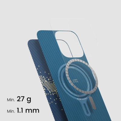 Apple iPhone 15 Pro Kılıf Magsafe Şarj Özellikli Lumintex Teknolojili Fosforlu Özellikli Aramid Fiber Pitaka Tactile Woven Starpeak Serisi Milky Way Galaxy Kapak - 5