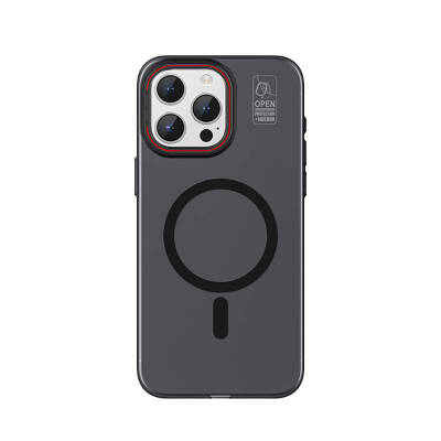 Apple iPhone 15 Pro Kılıf Magsafe Şarj Özellikli Standlı Metal Kamera Çerçeveli Mat Recci Glaze Serisi Kapak - 1
