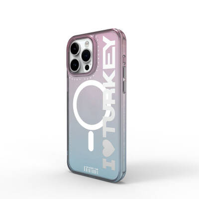 Apple iPhone 15 Pro Kılıf Magsafe Şarj Özellikli Transparan Renk Geçişli Wiwu Turkey C Serisi Kapak - 1