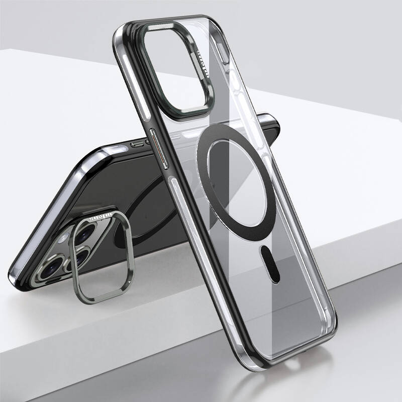 Apple iPhone 15 Pro Kılıf Magsafe Şarj Özellikli Wlons Standlı Efsane Kapak - 4