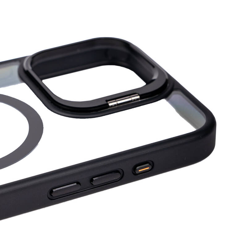 Apple iPhone 15 Pro Kılıf Magsafe Wireless Şarj Özellikli Standlı Zore Magsafe Klon Lensli Kapak - 2