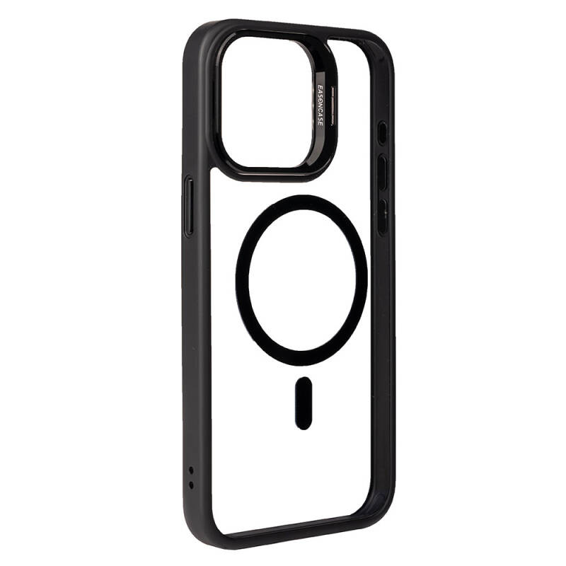 Apple iPhone 15 Pro Kılıf Magsafe Wireless Şarj Özellikli Standlı Zore Magsafe Klon Lensli Kapak - 5