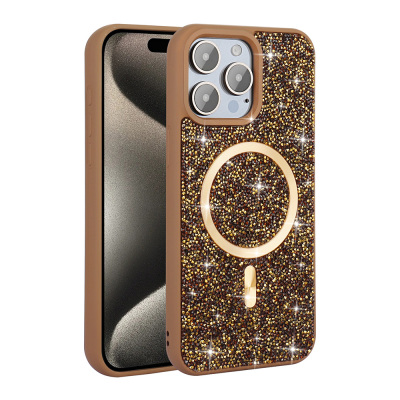 Apple iPhone 15 Pro Kılıf Pırlanta Tasarımlı M-safe Şarj Özellikli Zore Mozaik Silikon Kapak - 6