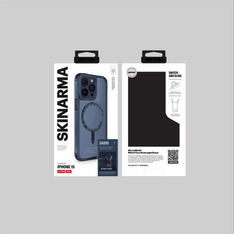 Apple iPhone 15 Pro Kılıf SkinArma Şeffaf Airbag Tasarımlı Magsafe Şarj Özellikli Saido Kapak - 5