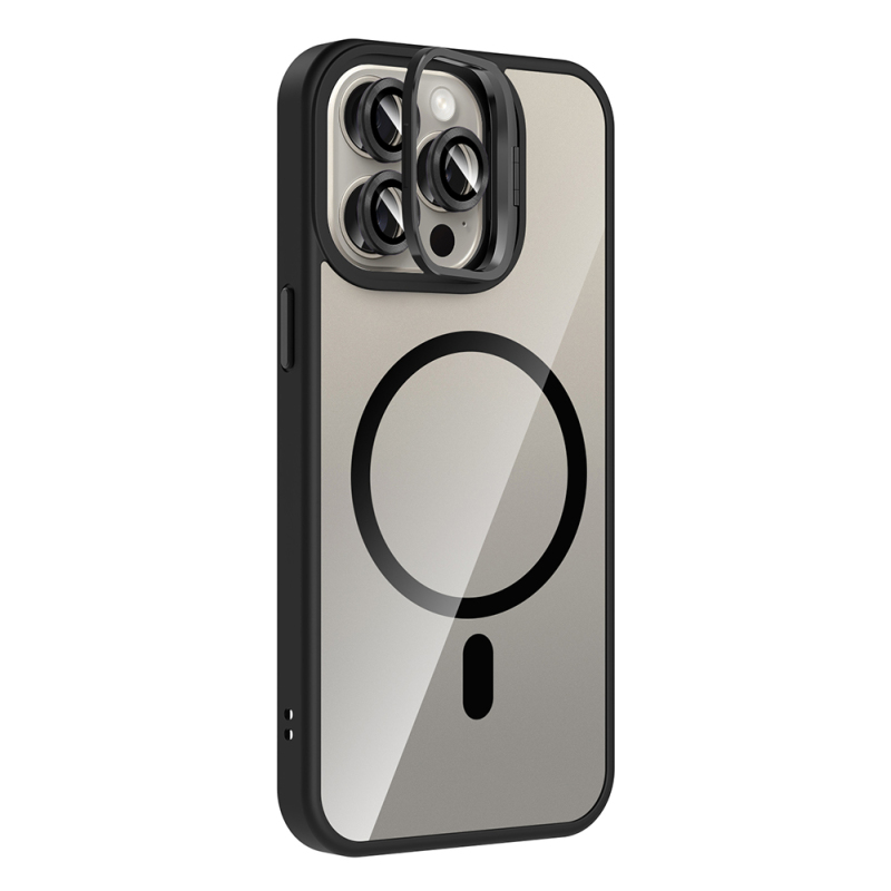 Apple iPhone 15 Pro Kılıf Standlı ve Kamera Lens Hediyeli M-Safe Şarj Özellikli Zore Etro Kapak - 12