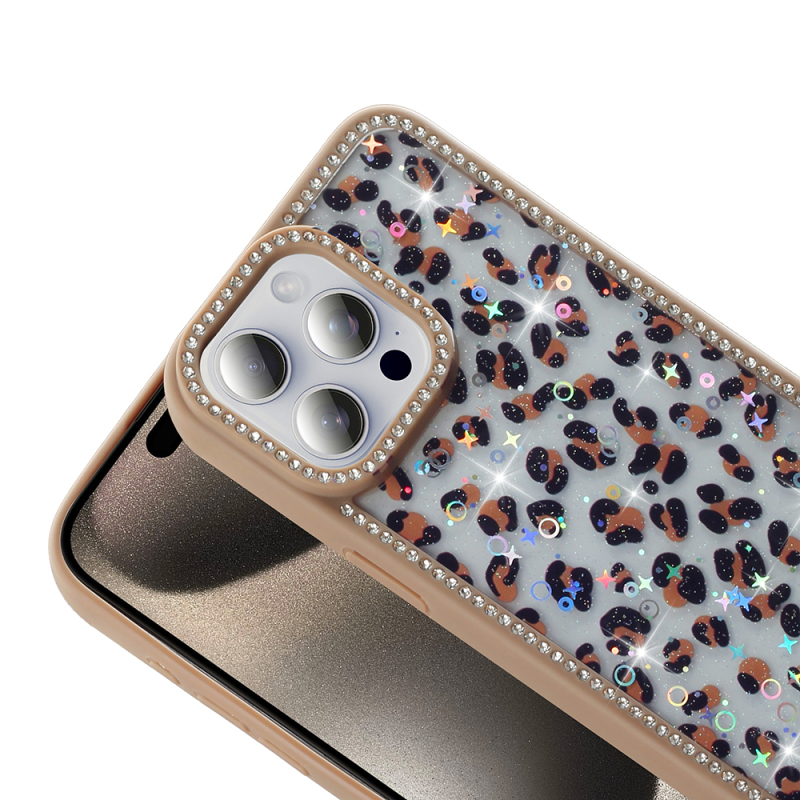Apple iPhone 15 Pro Kılıf Taşlı ve Simli Tasarım Zore Azra Kapak - 8